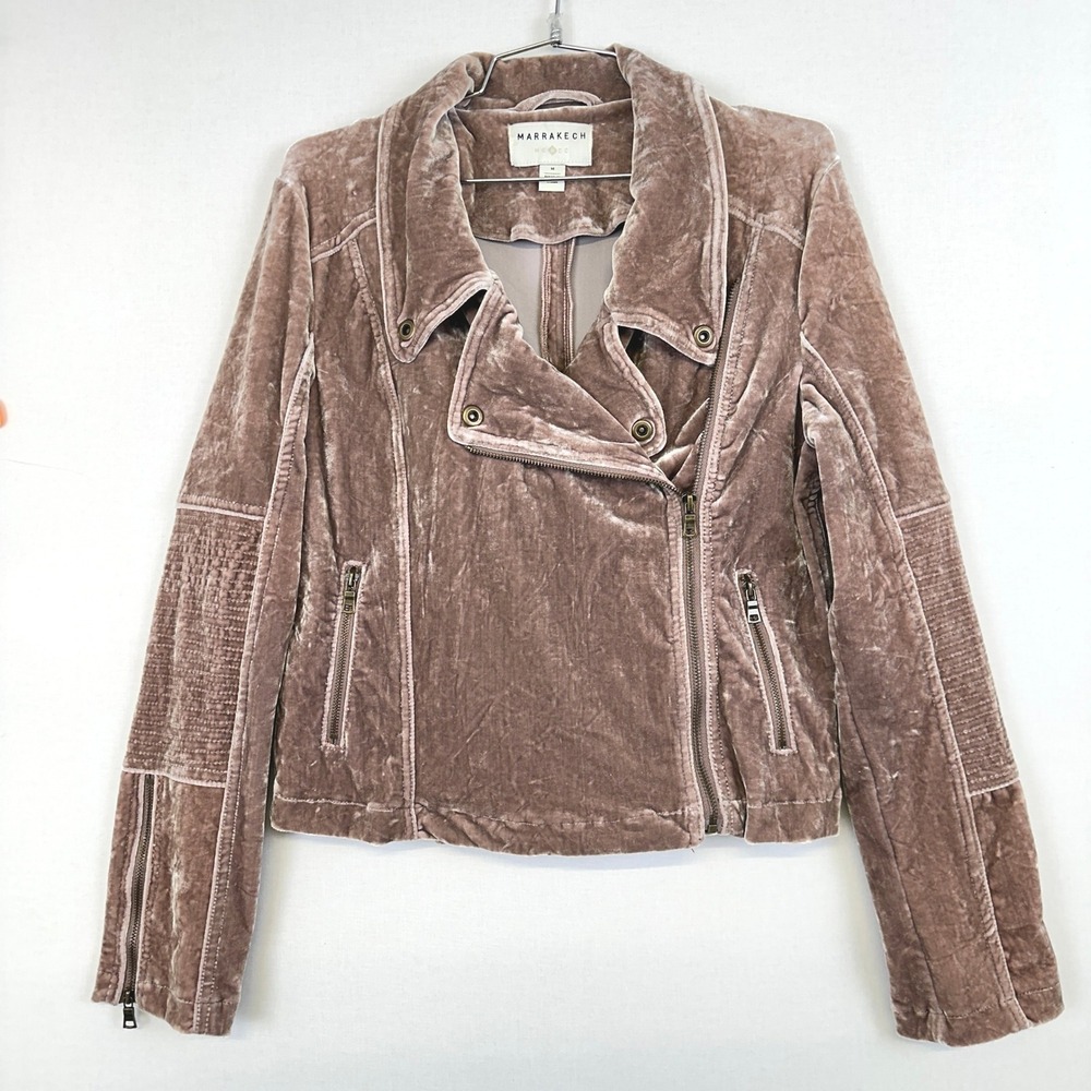 Marrakech Velvet Moto Jacket Mauve Women's M‎